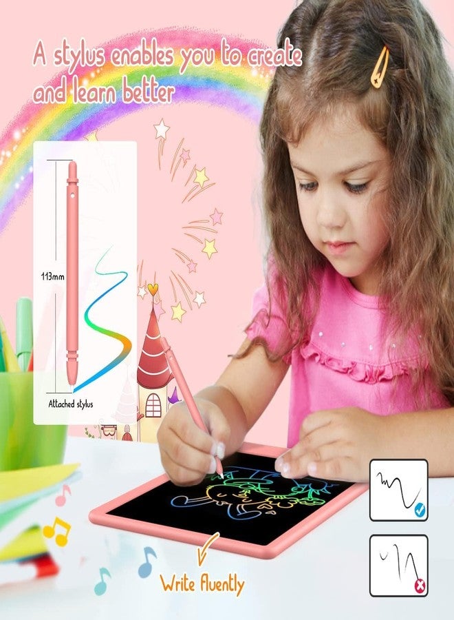 لوحة الكتابة الإلكترونية BUKEBU LCD، لوحة رسم ملونة مقاس 10.5 بوصة، لوحة رسم إلكترونية، لوحات رسم، هدايا سفر للأطفال من سن 3 إلى 8 سنوات (وردي) - Image 3